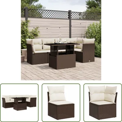 Produktbild von The Living Store 6-tlg. Garten-Sofagarnitur mit Kissen Braun Poly Rattan