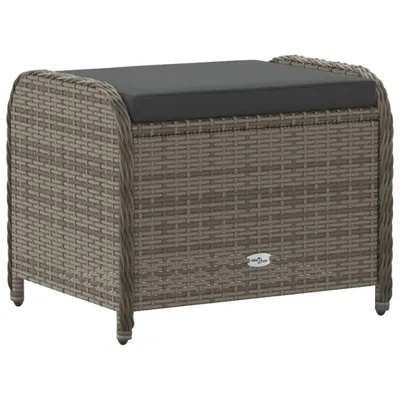 Image de vidaXL Tabouret de jardin avec coussin Gris 58x46x46 cm Poly rotin
