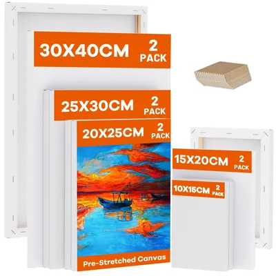 Immagine prodotto di Set di tele per pittura - 10 pezzi di diverse dimensioni, adatte per colori acrilici e ad olio