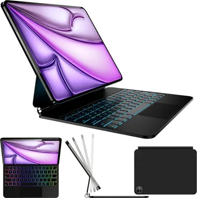 Produktbild von Hülle mit Tastatur für iPad Air 13 M2/M3 und iPad Pro 12.9 Nuflaz X9 AZERTY