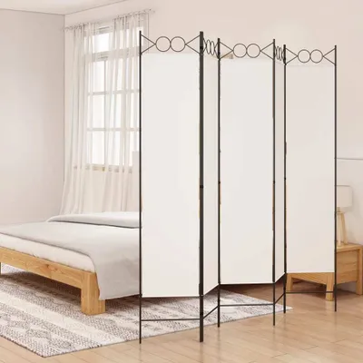 Produktbild von Möbel 5-tlg. Paravent Weiß 200x200 cm Stoff - Paravents &55095