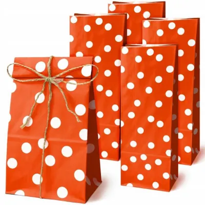 Papier Geschenktüten 10 Stück Punkte – Tüten für Süßigkeiten Geburtstag Klocken Design