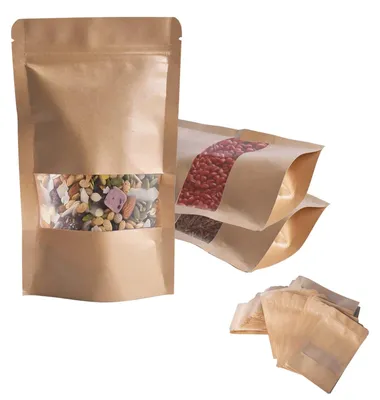 Kraftpapierbeutel mit Sichtfenster, 100 St., 10x15 cm, wiederverschließbar