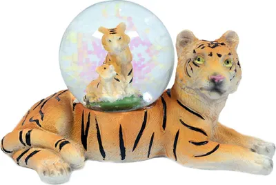 Produktbild von Glitzerkugel Tiger braun, liegend Raubkatze Schneekugel Tier Tiere Schneekugeln