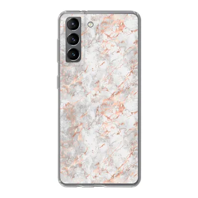 Produktbild von MuchoWow® Handyhülle Schutzhülle Hülle für Samsung Galaxy S21 Roségold - Marmor - Weiß - Gemustert Silikon Softcase Handy Hülle - Softcase