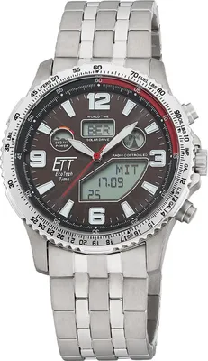 ETT Eco Tech Time EGT-11720-22M Funk-Solar Herrenuhr Professional Worldtimer Titan 1