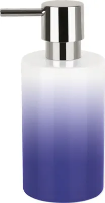 Zdjęcie produktu dla Dozownik mydła w płynie Spirella "Tube" | z pompką | dozownik mydła w płynie | porcelana | 300ml | trwały i wytrzymały | niebieski / biały
