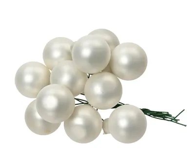 Produktbild von Weihnachtskugeln am Draht 2,5cm Glas 12 Stück - Winterweiß matt