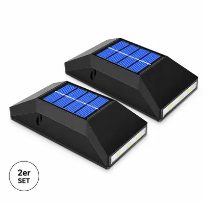 Produktbild von Solar LED Wandleuchte 2er Set IP65 Außenleuchte Warmweiß, E0272