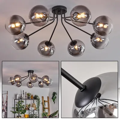 Produktbild von Isorella Deckenlampe aus Metall/Glas in Schwarz/Rauchfarben/Klar