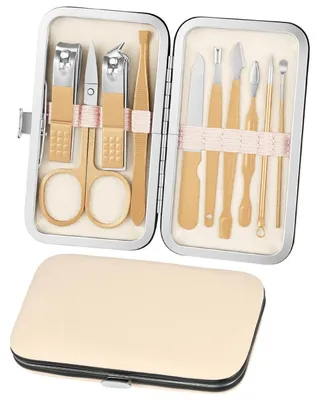 Produktbild von Maniküre Pediküre Set 10-teilig Roségold Lederetui für Damen Herren