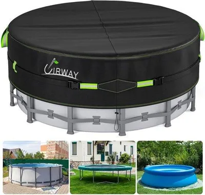 Productafbeelding van Zwembadafdekking Rond 458 cm 420D - Zwart - UV-Bestendig - Voor Bovengrondse Zwembaden