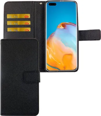 Produktbild von Huawei P40 Pro Tasche Handy Hülle Schutz-Cover Flip-Case mit Kartenfach Schwarz