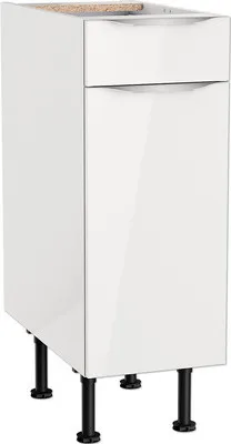 Produktbild von Optifit Unterschrank mit Schublade und Drehtür Arvid986 BxTxH 30 x 58,4 x 87 cm weiß glänzend zerlegt Anschlag reversibe