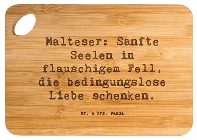 Produktbild von Mr. & Mrs. Panda Frühstücksbrettchen Spruch Malteser Liebe - Transparent - Geschenk, Holzbrett, Schneidebrett, Hackbrett, Hunderassen Pflege, Hunderasse, Eigenschaften