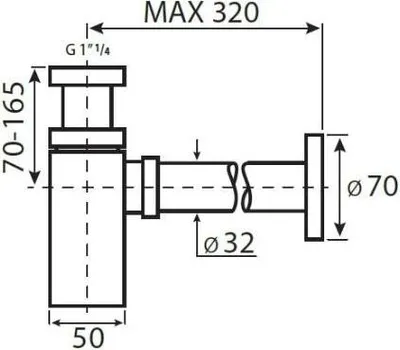 Produktbild von Waschbeckensiphon Flaschensiphon aus Messing, Chrom, mit Revisionsöffnung, regulierbare Rohrlänge