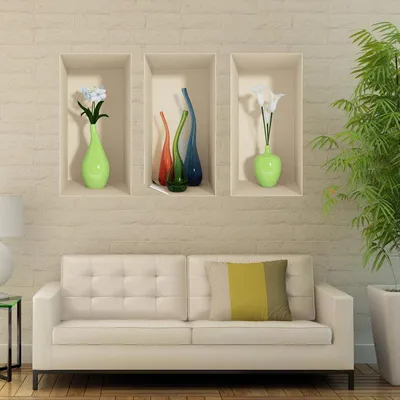 Immagine prodotto di Adesivi con effetto 3D con vasi di vetro colorati, 60 x 90 cm