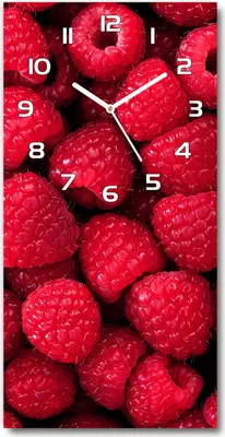 Produktbild von Wanduhr aus Glas – 30x60 cm - Glasbild - Glasuhr - Gehärtetes Glas -Himbeeren