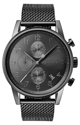 Obrázek produktu pro BOSS Chronograph Quartz Watch Pnsk ed hodinky z nerezov oceli Mesh Link Bracelet 1513674 Znakov hodinky