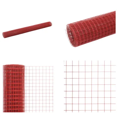 Immagine prodotto di vidaXL Recinzione in filo d'acciaio con rivestimento in PVC 25x1,5 m rosso - Recinzione in filo - Recinzione in filo - Rete metallica - Rete metallica