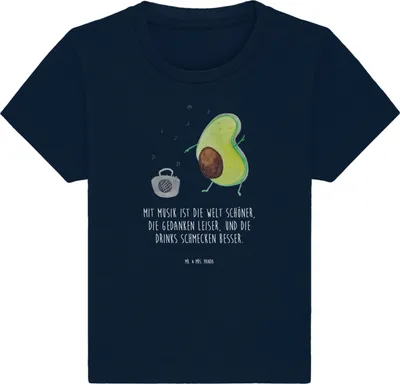 Produktbild von Mr. & Mrs. Panda Babyshirt Avocado Tanzen 24. - 36. Monat - French Navy - Geschenk, Drinks, , Baby Oberteil, Urlaub, Top, Baumwollshirt, Musik, T-Shirt, Singen