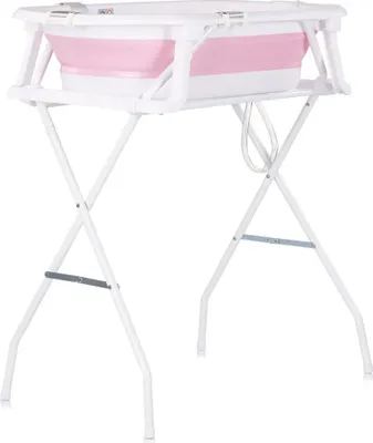 Productafbeelding van Chipolino Babybadset Malibu, 78 cm, met standaard, inklapbaar, thermometer en afvoer, kleur roze