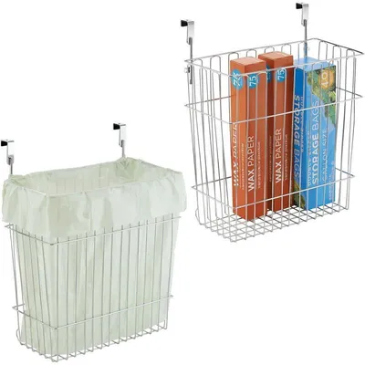 Produktbild von mDesign Hängekorb Schrankregal Aufbewahrungskorb Organizer 2er Set Metall Silber