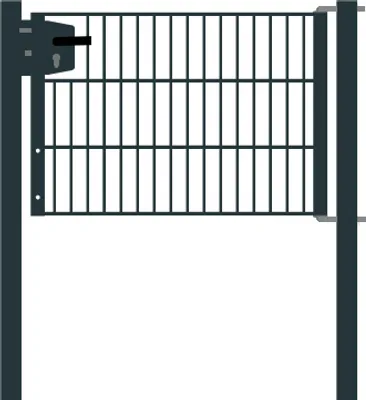 Produktbild von Drahtgittertor 1-flügelig, Durchgangslichte: 95 cm, Gesamtbreite inkl. Pfosten: 107 cm - Ausführung: anthrazit beschichtet, Höhe: 63 cm