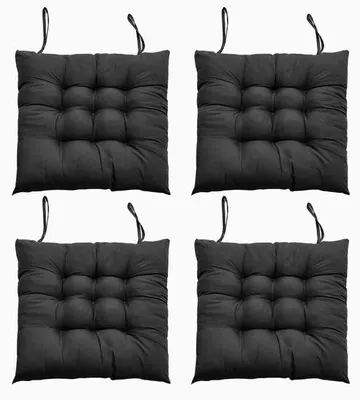 Zdjęcie produktu dla Ibenzoa® Zestaw 4 poduszki na krzesła – 40 x 40 x 5 cm, komfortowe poduszki do siedzenia, do użytku wewnątrz i na zewnątrz, wypełnione włóknami poliestrowymi i bawełną perłową, 2 antypoślizgowe paski