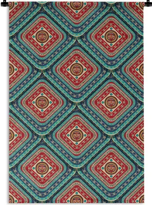 Produktbild von MuchoWow® Wandteppich Wandbehang Azteken - Muster - Totenkopf 120x180 cm Tapisserie Dekoration Wandtuch - Schlafzimmer - Dekorationen für das Haus