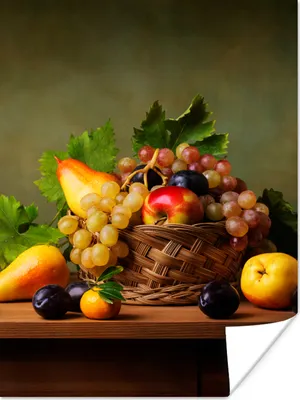 Produktbild von MuchoWow® Poster Rustikal - Korb - Obst - Stilleben 120x160 cm - Wandbilder