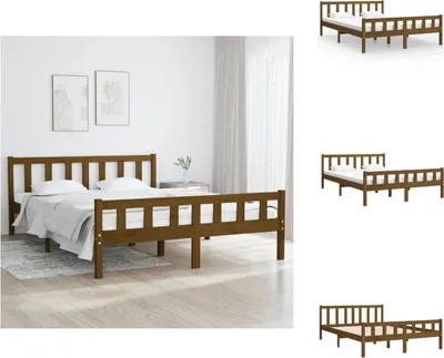 Produktbild von vidaXL Massivholzbett Honigbraun 150x200 cm -  Betten & Bettgestelle