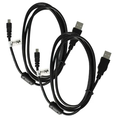 Produktbild von vhbw 2x USB-Kabel kompatibel mit Panasonic Lumix DMC-FX9, DMC-FX8, DMC-FZ1000, DMC-FZ150, DMC-FZ20, DMC-FX90 Kamera, Camcorder - Datenkabel, 150 cm