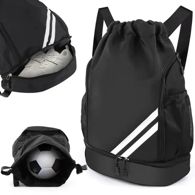 Zdjęcie produktu dla Plecak sportowy - Plecak ze sznurkiem - Wodoodporny - 20 l - Czarny