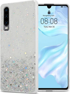 Immagine prodotto di Custodia Cadorabo per Huawei P30 custodia protettiva in TPU trasparente custodia per telefono cellulare custodia glitter cover glitter