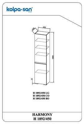 Produktbild von Kolpa HARMONY Schrank mit Tür  H 1892/450 BO