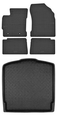 Productafbeelding van Rubberen automatten + kofferbakmat voor Toyota Auris II 2012-2018 (stationwagen) – 5-delig, zwart, op maat – Wielganizator