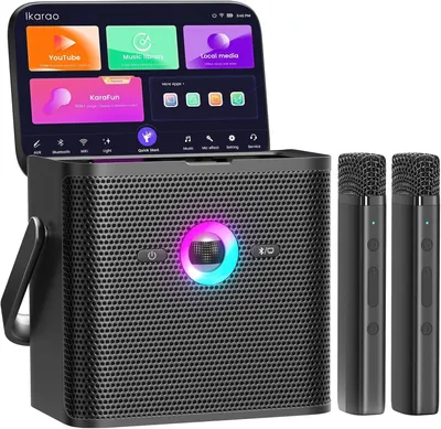 Immagine prodotto di Kit karaoke wireless - Nero - 80 W di potenza - Con 2 microfoni - Per uso domestico