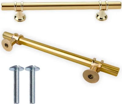 Zdjęcie produktu dla Uchwyt meblowy reling metalowy do szafki szuflady złoty połysk wkręty 128mm