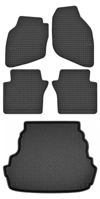 Imagen del producto de Alfombrillas de goma + bandeja de maletero para Honda City IV 2005-2008 (sedán) – juego de 5 piezas, negras, a medida – Wielganizator