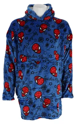 Productafbeelding van Spiderman hoodie poncho, blauw, maat XS - L - Polyester