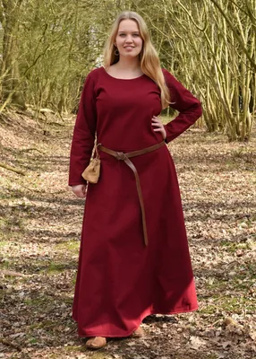 Produktbild von Schlichtes Mittelalterkleid Afra aus Canvas, weinrot - Baumwolle Mittelalter Wikinger LARP Kleid Damen Mittelalterkleidu Größe: XL