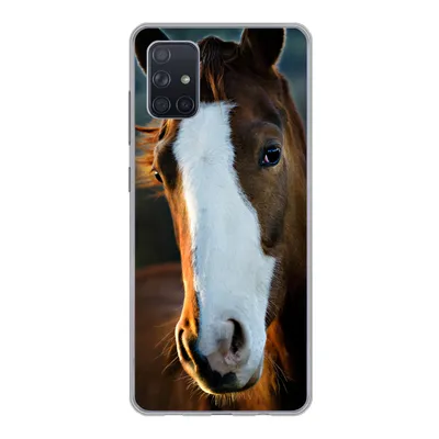 Produktbild von MuchoWow® Handyhülle Schutzhülle Hülle für Samsung Galaxy A71 Pferd - Kopf - Licht Silikon Softcase Handy Hülle - Kartenbesitzer