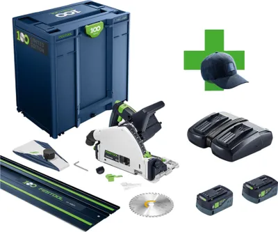 Obrázok produktu pre Festool TSC 55 KEBI-Plus/XL-FS 100Y Limited Edition Akku Tauchsäge 18 / 36 V ( 2x 18 V ) 160 mm Brushless ( 578229 ) + 2x Akku 5,0 Ah + Ladegerät + Führungsschiene + Systainer