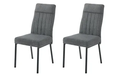 Produktbild von Hela Tische, 2er Set Esszimmerstuhl Catania, Bezug Webstoff Chenille Anthrazit Steppungen, FEDERKORB Polsterung, ergonomischer Rücken, 140kg belastbar