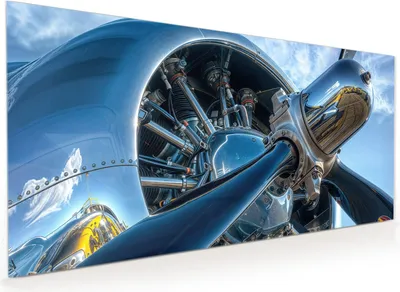Produktbild von Küchenrückwand Spritzschutz Glas mit Motiv Flugzeugmotor 40 x 40 cm