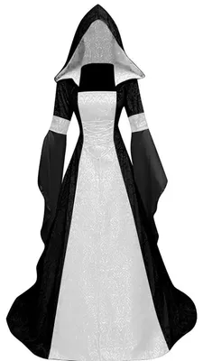 Immagine prodotto di Costume da Halloween da donna, stile medievale/rinascimentale, con cappuccio, colore nero, taglia L
