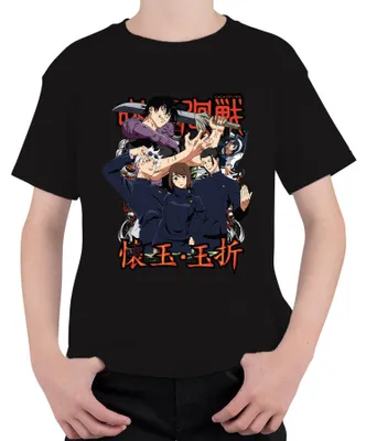 Produktbild von Jujutsu Kaisen Anime Manga Fluchmagie Sukuna Gojo Yuji Geschenk Kinder T-Shirt, Schwarz, 104