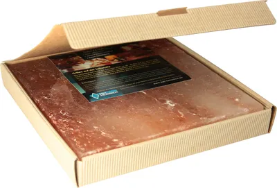 Produktbild von 1 Salzstein (im fertigen Geschenkkarton) BBQ Salzplatte zum Grillen (2.2kg) 20x20x2,5cm