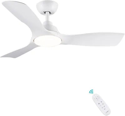 Immagine prodotto di Ventilatore a soffitto con luce e telecomando - 107 cm, bianco, con dimmer e 6 velocità